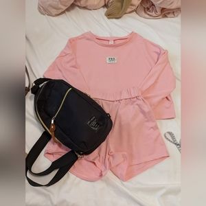 Patched tee and track short